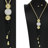 102060, CRYSTAL RHINESTONE BALL ACCENT LONG TASSEL NECKLACE