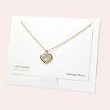 102079, 14K GOLD DIPPED, DAINTY HEART CUBIC ZIRCONIA CHARM NECKLACE