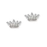 102099, GOLD DIPPED, CROWN CUBIC ZIRCONIA STUD EARRING