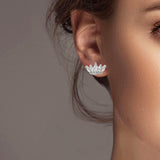 102099, GOLD DIPPED, CROWN CUBIC ZIRCONIA STUD EARRING
