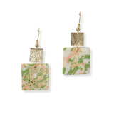 102101, SQUARE GOLD GLITTER ACCENT CLAY RUBBER EARRING