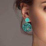 102103, ROUND GOLD GLITTER ACCENT CLAY RUBBER EARRING