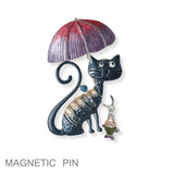 102112, CAT WITH FISH MAGNETIC PIN
