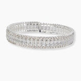 102125, BAGUETTE CUBIC ZIRCONIA CRYSTAL RHINESTONE STRETCH CUFF BRACELET