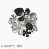 102136, MULTI FLOWER RHINESTONE ACCENT MAGNETIC PIN