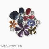 102136, MULTI FLOWER RHINESTONE ACCENT MAGNETIC PIN