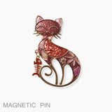 102140, CAT WITH FISH MAGNETIC PIN