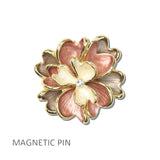 102141, LAYERED ENAMEL FLOWER MAGNETIC PIN