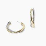 102142, 14K GOLD PLATED, DESIGNER INSPIRED HOOP EARRING
