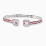 102156, GEOMETRIC CUBIC ZIRCONIA CRYSTAL RHINESTONE STRETCH CUFF BRACELET