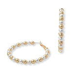 102189, 50MM BALL BEADED ROUND HOOP EARRING