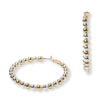 102189, 50MM BALL BEADED ROUND HOOP EARRING