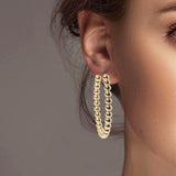 102189, 50MM BALL BEADED ROUND HOOP EARRING