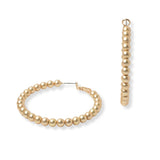102189, 50MM BALL BEADED ROUND HOOP EARRING