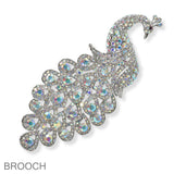 102196, PEACOCK CRYSTAL RHINESTONE PIN BROOCH