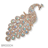 102196, PEACOCK CRYSTAL RHINESTONE PIN BROOCH