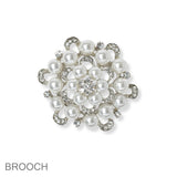 102197, PEARL WITH CRYSTAL RHINESTONE FLOWER PIN BROOCH