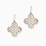 102203, QUATREFOIL CUTOUT PATTERN METAL EARRING