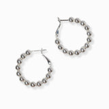 102212, 30MM BALL BEADED ROUND HOOP EARRING