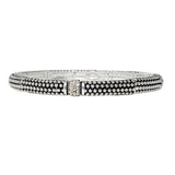 102241, CRYSTAL RHINESTONE ACCENT TEXTURED METAL STRETCH BRACELET