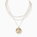 102246, BUMBLE BEE ENGRAVED CHARM MULTI LAYERED NECKLACE