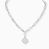102248, MOTHER OF PEARL CLOVER CHARM NECKLACE