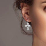 102255, CROSS HAMMERED METAL EARRING