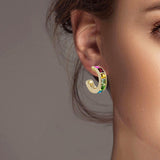 102259, RHINESTONE ACCENT ROUND HOOP EARRING