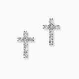 102289, CROSS CUBIC ZIRCONIA STUD EARRING