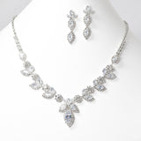 102296, MARQUISE CUBIC ZIRCONIA ACCENT CRYSTAL RHINESTONE NECKLACE SET