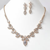 102296, MARQUISE CUBIC ZIRCONIA ACCENT CRYSTAL RHINESTONE NECKLACE SET
