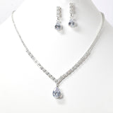 102297, TEARDROP CUBIC ZIRCONIA ACCENT CRYSTAL RHINESTONE NECKLACE SET