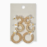 102337, TEXTURED METAL HOOP EARRING SET