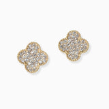 102338, CLOVER CRYSTAL RHINESTONE STUD EARRING