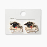 102344, "GRADUATE" CAP ENAMEL STUD EARRING