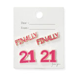 102348, "FINALLY 21" ENAMEL STUD EARRING SET