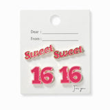 102349, "SWEET 16" ENAMEL STUD EARRING SET