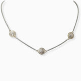 102373, 14K GOLD PLATED, ROUND CRYSTAL PAVE ACCENT DESIGNER INSPIRED NECKLACE