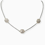 102374, 14K GOLD PLATED, SQUARE CRYSTAL PAVE ACCENT DESIGNER INSPIRED NECKLACE