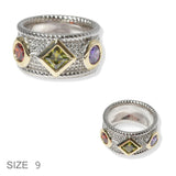 102385,  GEOMETRIC CUBIC ZIRCONIA ACCENT DESIGNER INSPIRED RING