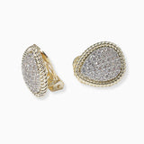 102393, 14K GOLD PLATED, TEARDROP MICRO PAVE CUBIC ZIRCONIA CLIP ON EARRING