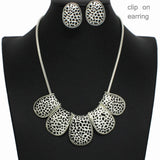102399, TEXTURED GEOMETRIC METAL NECKLACE