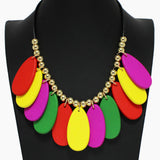 102409, WOOD GEOMETRIC CHARM WITH BEADED NECKLACE