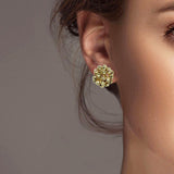 102449, BRASS TEXTURED BALL BEADED STUD EARRING