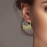 102450, BRASS MULTI RING ACCENT ROUND HOOP EARRING