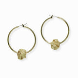 102452, BRASS KNOT ACCENT ROUND HOOP EARRING