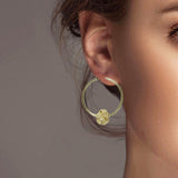 102452, BRASS KNOT ACCENT ROUND HOOP EARRING