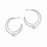 102453, BRASS PEARL ACCENT CUTOUT HOOP EARRING