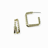 102454, BRASS TEXTURED SQUARE HOOP EARRING