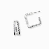 102454, BRASS TEXTURED SQUARE HOOP EARRING